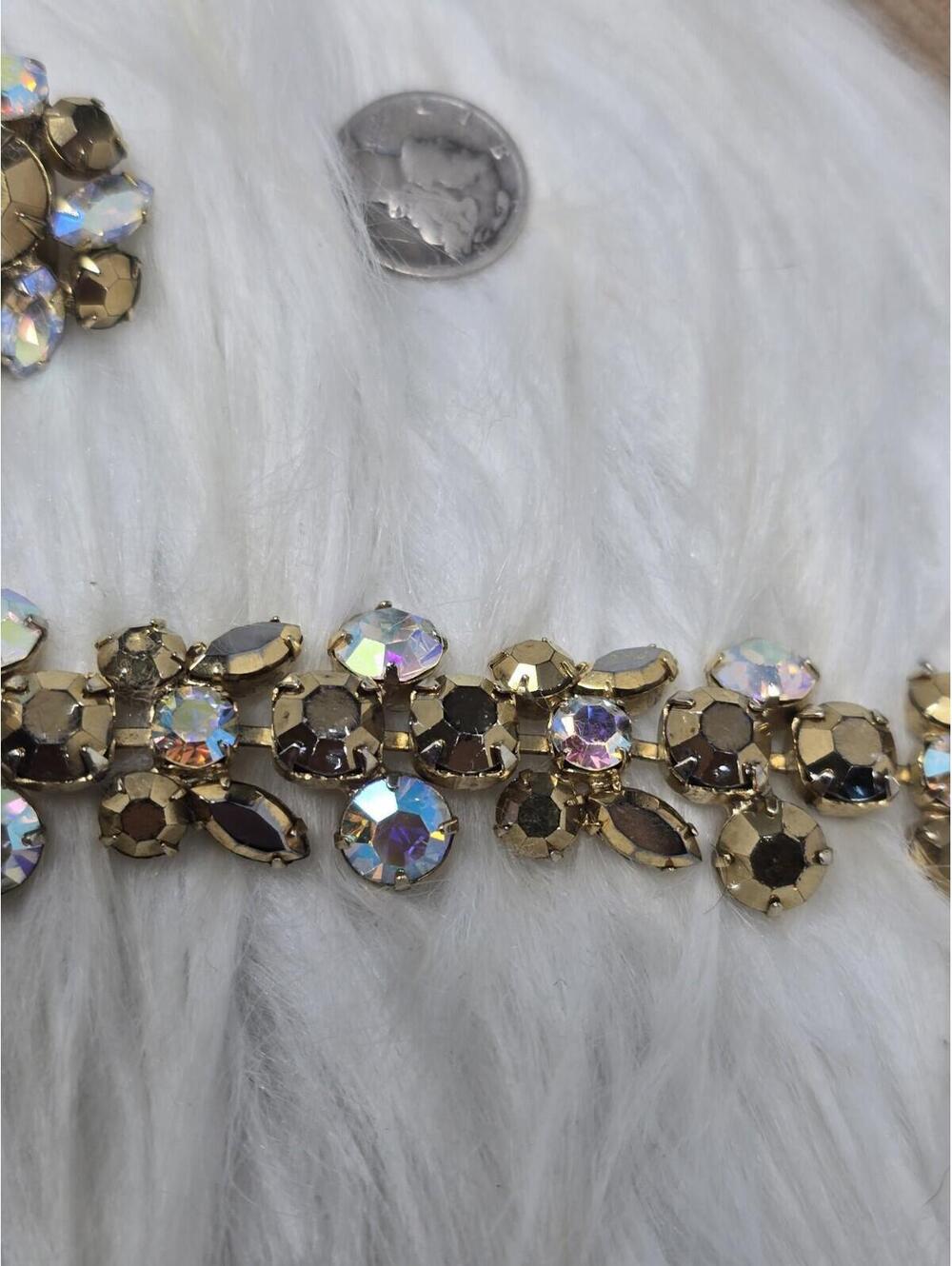 Vintage Regency Copper Gold AB Rhinestone Bracelet Set 7" - Picture 2 of 9
